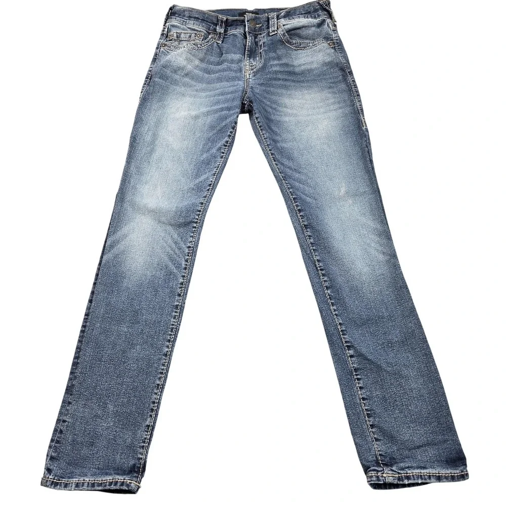 True Religion Rocco Relaxed Skinny Jeans Mens 30x30 (tag 30) Blue Wash Stretch